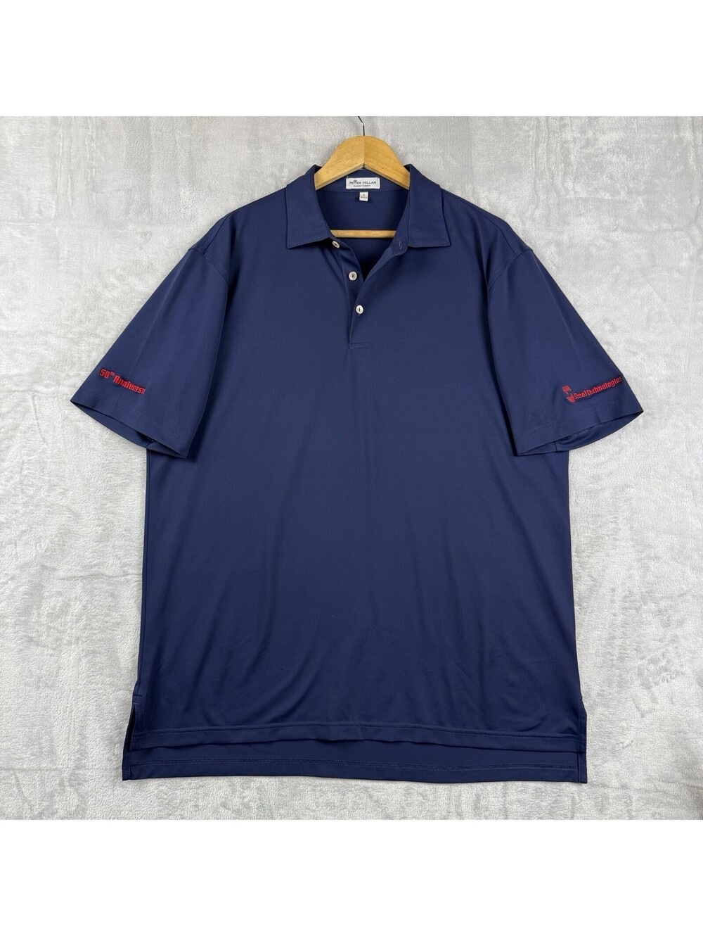 Peter Millar Summer Comfort Men L Navy Performance Golf Polo Shirt Custom Logo